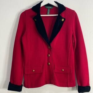 Lauren Ralph Lauren Vintage Sweater Gold buttons Velvet Collar S/P